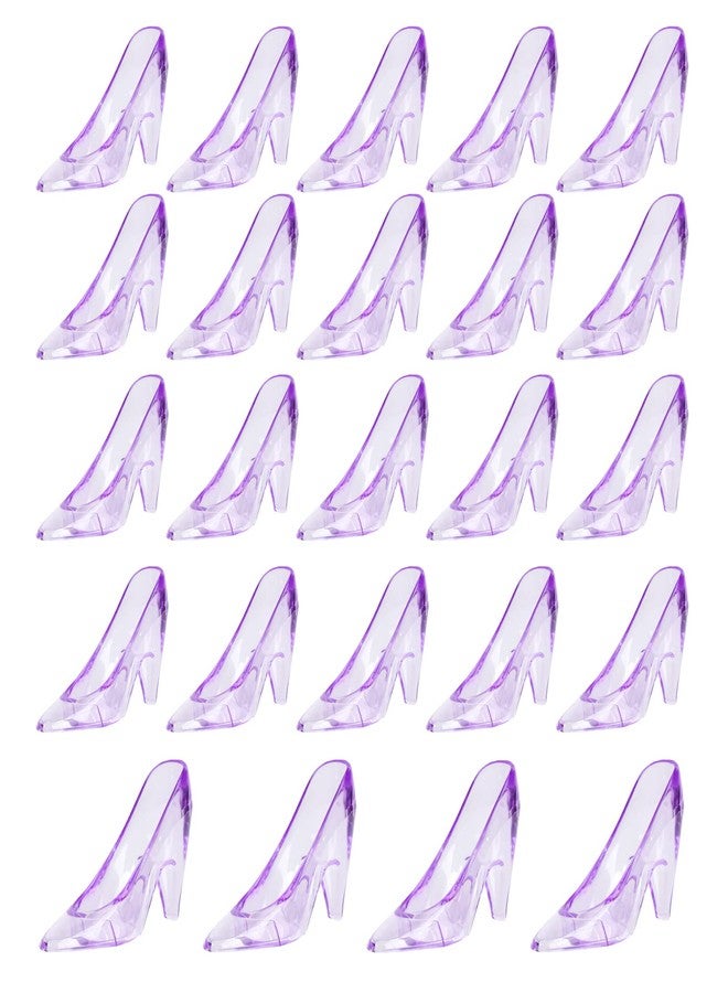 ZYFLSQ 24 Pieces Mini Plastic Cinderella Slippers 3.5 Inch Glass Heels Princess for Wedding Birthday Party Table Favors Decoration (Purple) - Image 1